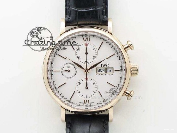MIROTIME 0415 Stylish Portofino IW459402 RG MKS 1:1 Best Edition White Dial on Brown Leather Strap Miyota 7084
